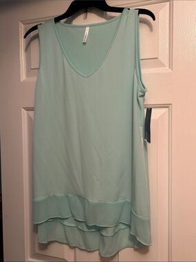 Passport Mint Layered Hem V-Neck Tank Top